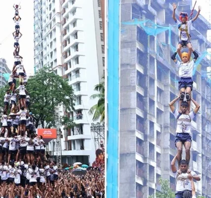 В Індії сотні людей збудували «живу піраміду» заввишки з триповерховий будинок