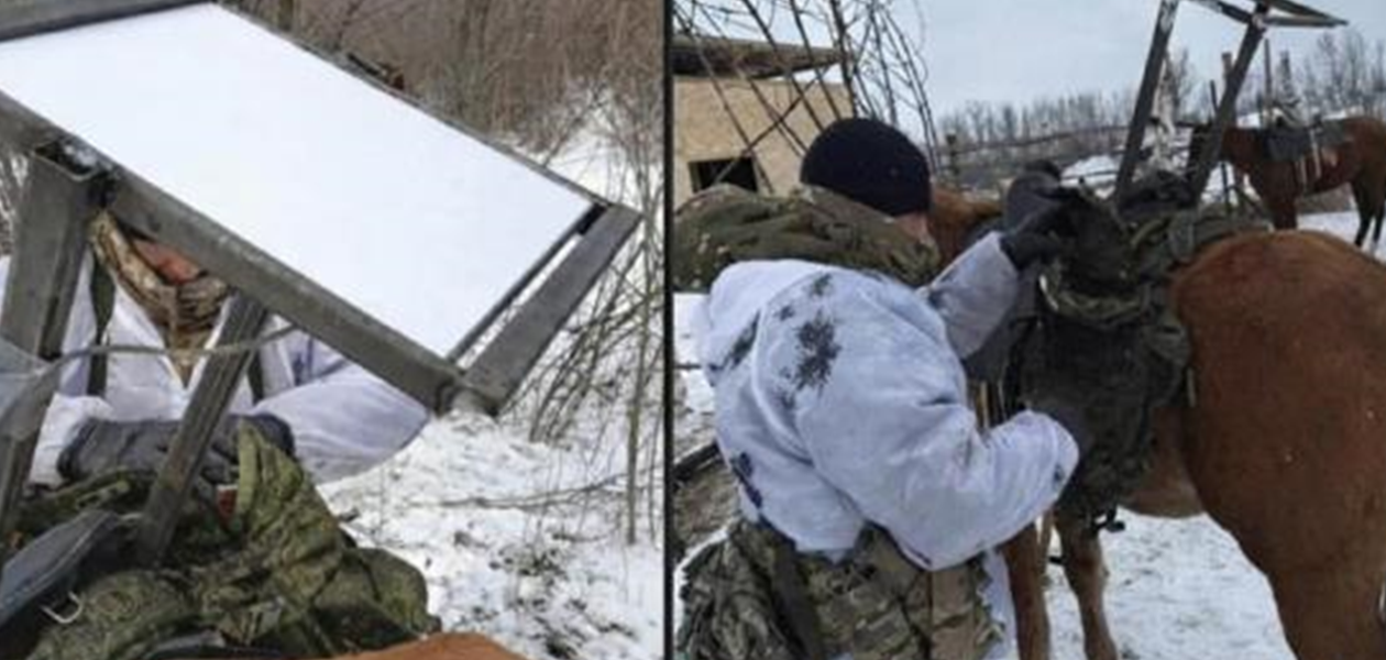 Російські військові причепили Starlink до коня